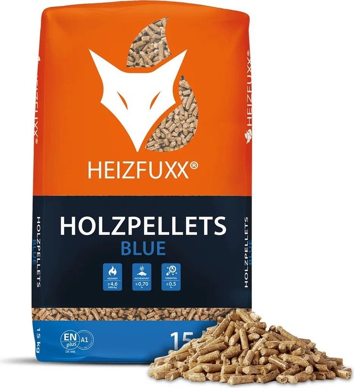 Heizfuxx Holzpellets "Blue" – 975 kg (65 x 15 kg Säcke)