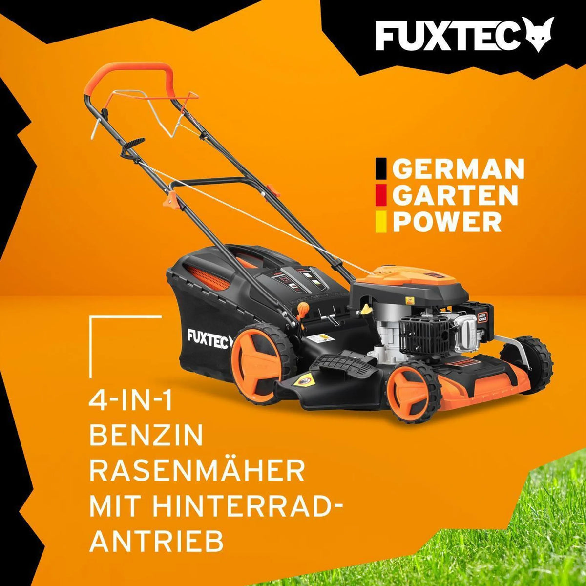 FUXTEC FX-RM5196 – 4in1 Benzin-Rasenmäher mit Antrieb, 196 ccm, 6 PS