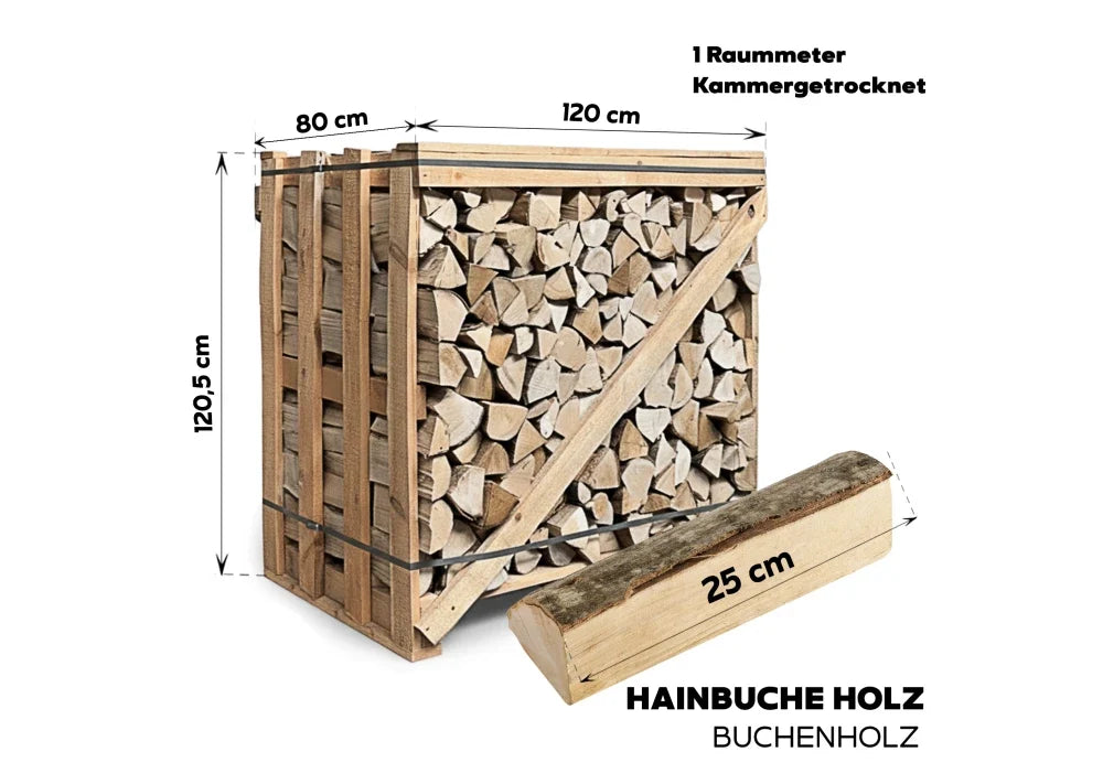Brennholz Hainbuche 1RM Box 25 cm